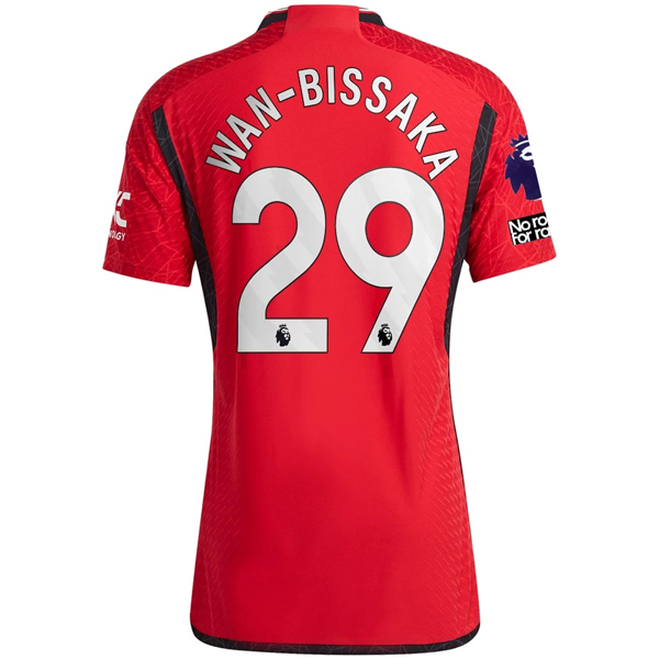 adidas Manchester United Authentic Aaron Wan-Bissaka Home Jersey 23/24 w/ EPL + No Room For Racism Patches (Team College Red)