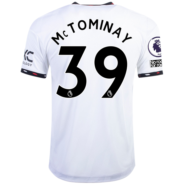 adidas Manchester United Scott McTominay Authentic Away Jersey w/ EPL + No Room For Racism Patches 22/23 (White/Black)