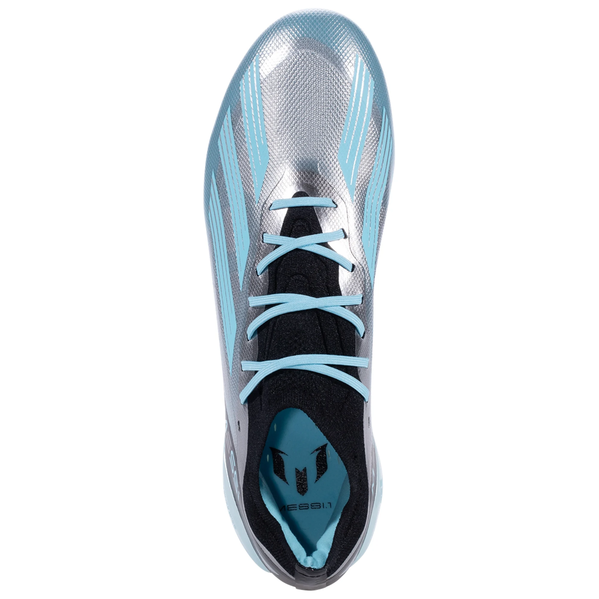 adidas X Crazyfast Messi.1 Firm Ground Soccer Cleats (Silver Metallic/Bliss Blue)