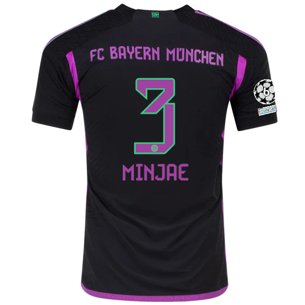 adidas Bayern Munich Authentic Kim Min-jae Away Jersey w/ Champions League Patches 23/24 (Black)