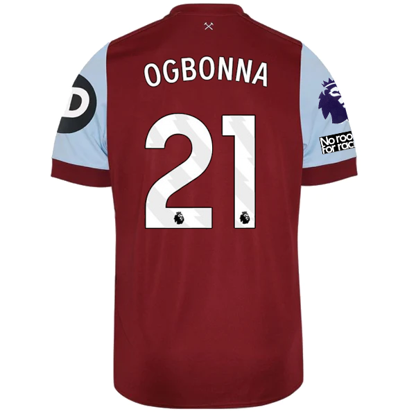 Umbro West Ham United Ogbonna Home Jersey w/ EPL + No Room For Racism Patches 23/24 (Claret/Blue)