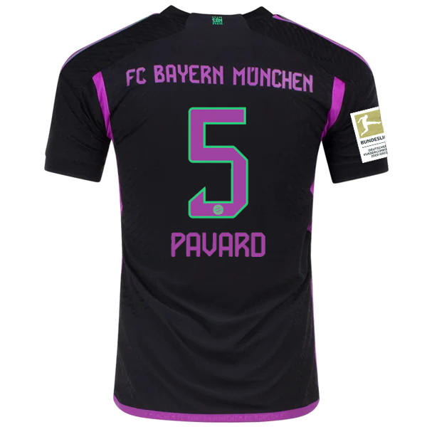 adidas Bayern Munich Authentic Benjamin Pavard Away Jersey w/ Bundesliga Champion Patch 23/24 (Black)