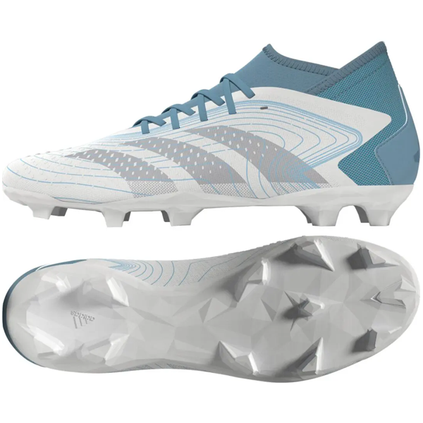 adidas Predator Accuracy.3 FG Soccer Cleats (White/Grey/Preloved Blue)