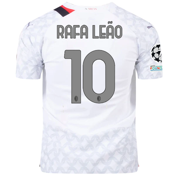 Puma AC Milan Authentic Rafa Leao Away Jersey w/ Champions League Patches 23/24 (Puma White/Feather Grey)