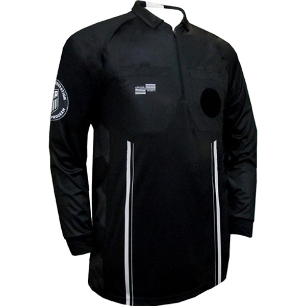 Official Sports Men's Long Sleeve Referee Jersey 9073 USSF Pro (Black) | Soccer Wearhouse