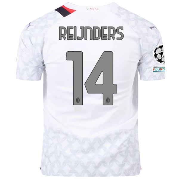 Puma AC Milan Authentic Tijjani Reijnders Away Jersey w/ Champions League Patches 23/24 (Puma White/Feather Grey)