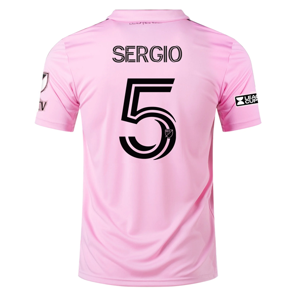 adidas Inter Miami Sergio Busquets Home Jersey 23/24 w/ MLS + Leagues Cup Patch + Match Details (True Pink/Black)