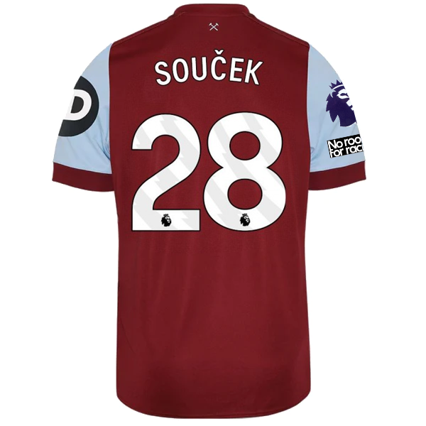 Umbro West Ham United Tomáš Souček Home Jersey w/ EPL + No Room For Racism Patches 23/24 (Claret/Blue)