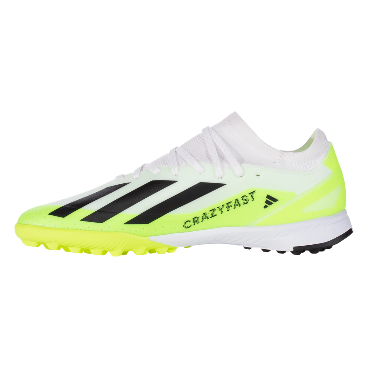 adidas Jr. X Crazyfast.3 Turf Soccer Shoes (White/Core Black/Lucid Lemon)