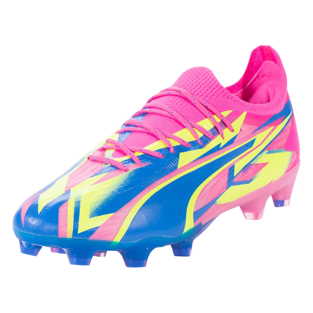 Puma Ultra Ultimate Energy FG/AG Soccer Cleats (Pink/Ultra Blue/Yellow Alert)