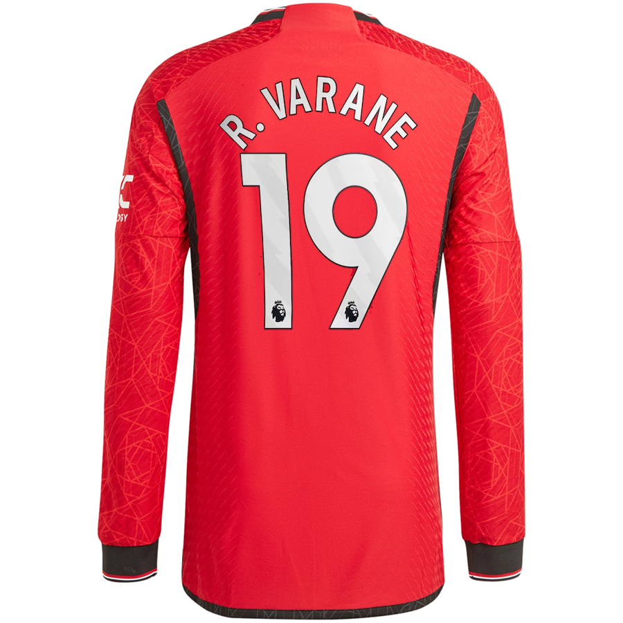 adidas Manchester United Authentic Raphael Varane Long Sleeve Home Jersey w/ EPL + No Room For Racism Patches 23/24 (Team College Red)