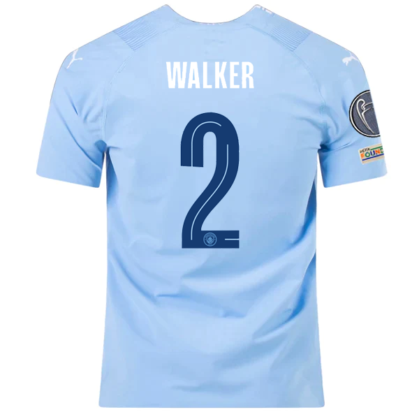 Puma Manchester City Authentic Kyle Walker Home Jersey w/ Champions League + Club World Cup Patches 23/24 (Team Light Blue/Puma White)