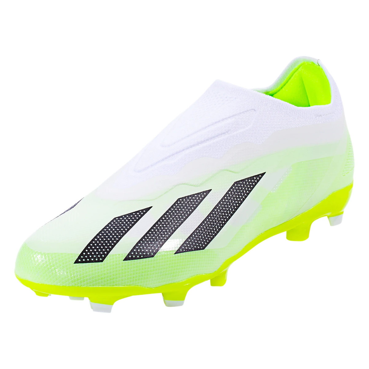 adidas Jr. X Crazyfast.1 LL Firm Ground Soccer Cleats (White/Core Black/Lucid Lemon)