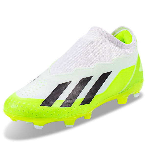 adidas X Crazyfast.3 LL Laceless Firm Ground Soccer Cleats (White/Lucid Lemon)