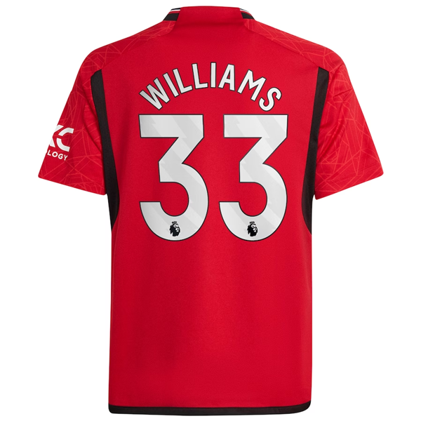 adidas Youth Manchester United Brandon Williams Home Jersey 23/24 (Team College Red)