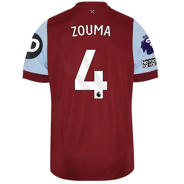 Umbro West Ham United Kurt Zouma Home Jersey w/ EPL + No Room For Racism Patches 23/24 (Claret/Blue)